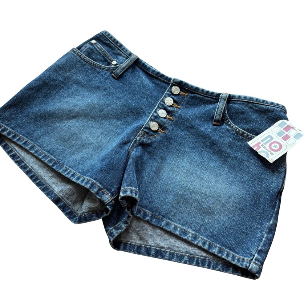 y2k No Boundaries Low Mid Rise Denim Shorts Button Fly 100% Cotton Size 11 NWT